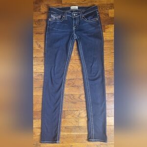 Y2K Big Star Jenae Low-Rise Navy Skinny Jeans with Contrast Stitching